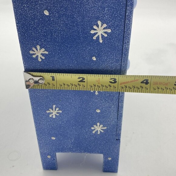 Christmas Winter Snowman Jewelry Box Trinket‎ Storage 2 Drawer Wood Chest Blue - Picture 11 of 11